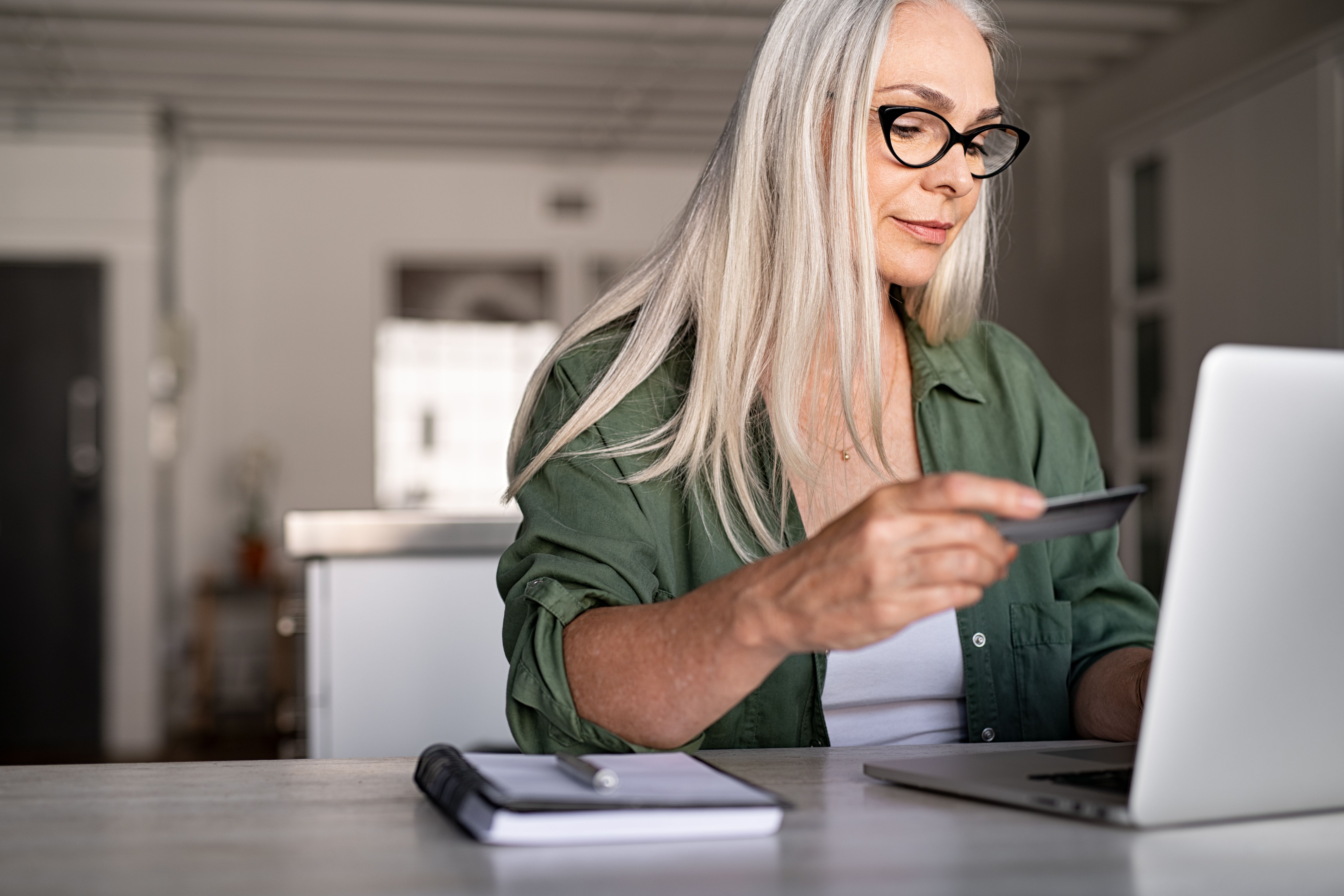 Woman online shopping