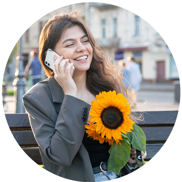 Business Woman with Sunflower