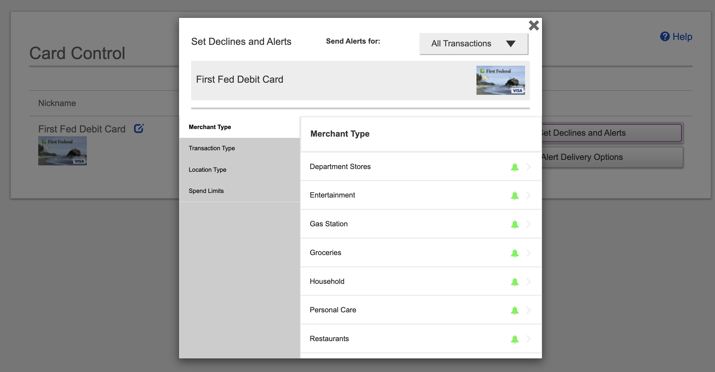 Card Controls Card Controls in Online Banking