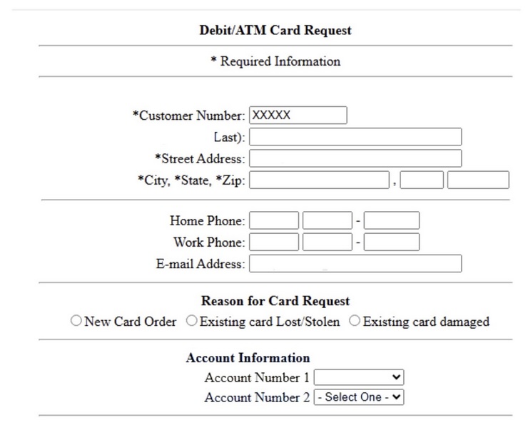 Debit/ATM Card Request Debit/ATM Card Request
