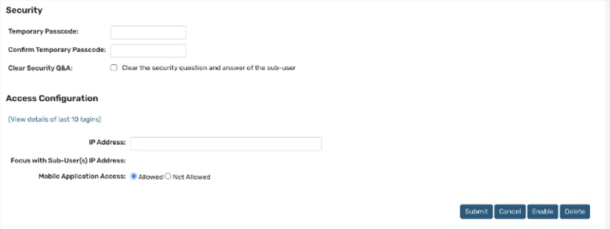 Disable Sub-User