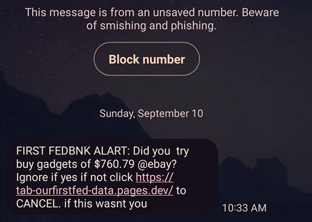 Scam Text Example