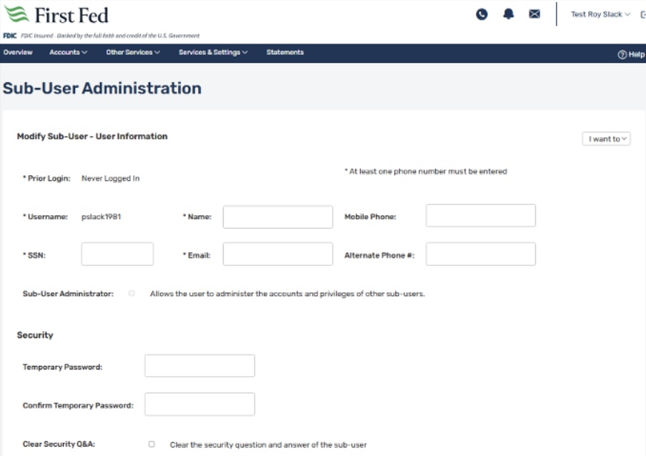 Sub-User Administration